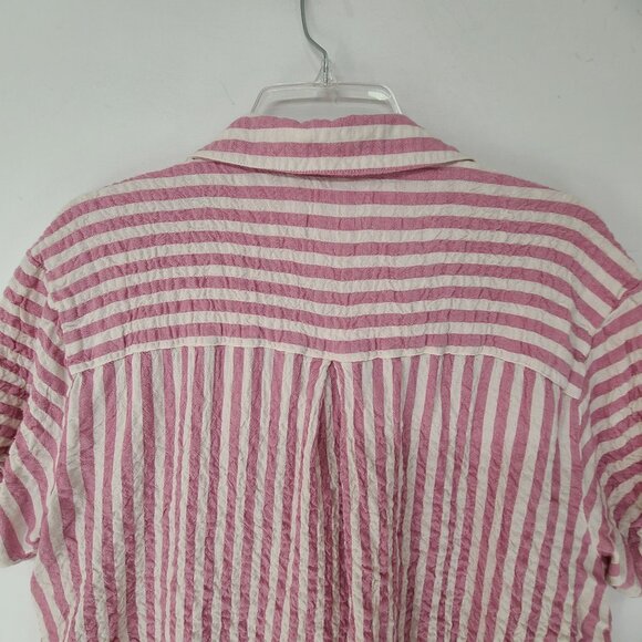 Jane + Delancey Women's Button Up Top Striped Pike and White Size 1X - Picture 5 of 6